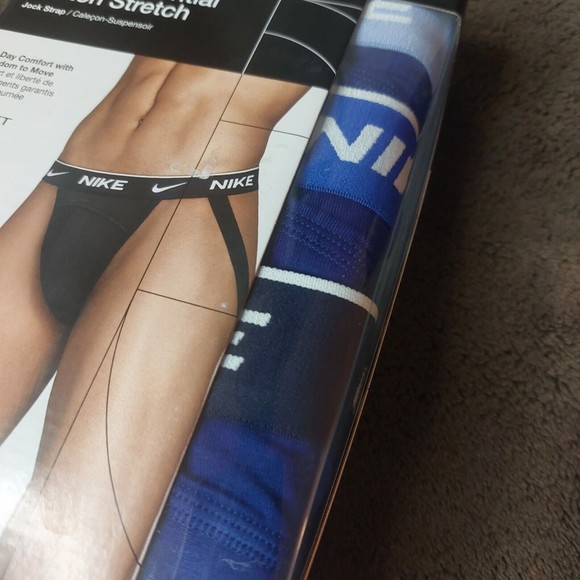 Nike Dri-FIT Essential Men's Blue Cotton Jockstraps 3 Pack - Picture 2 of 4